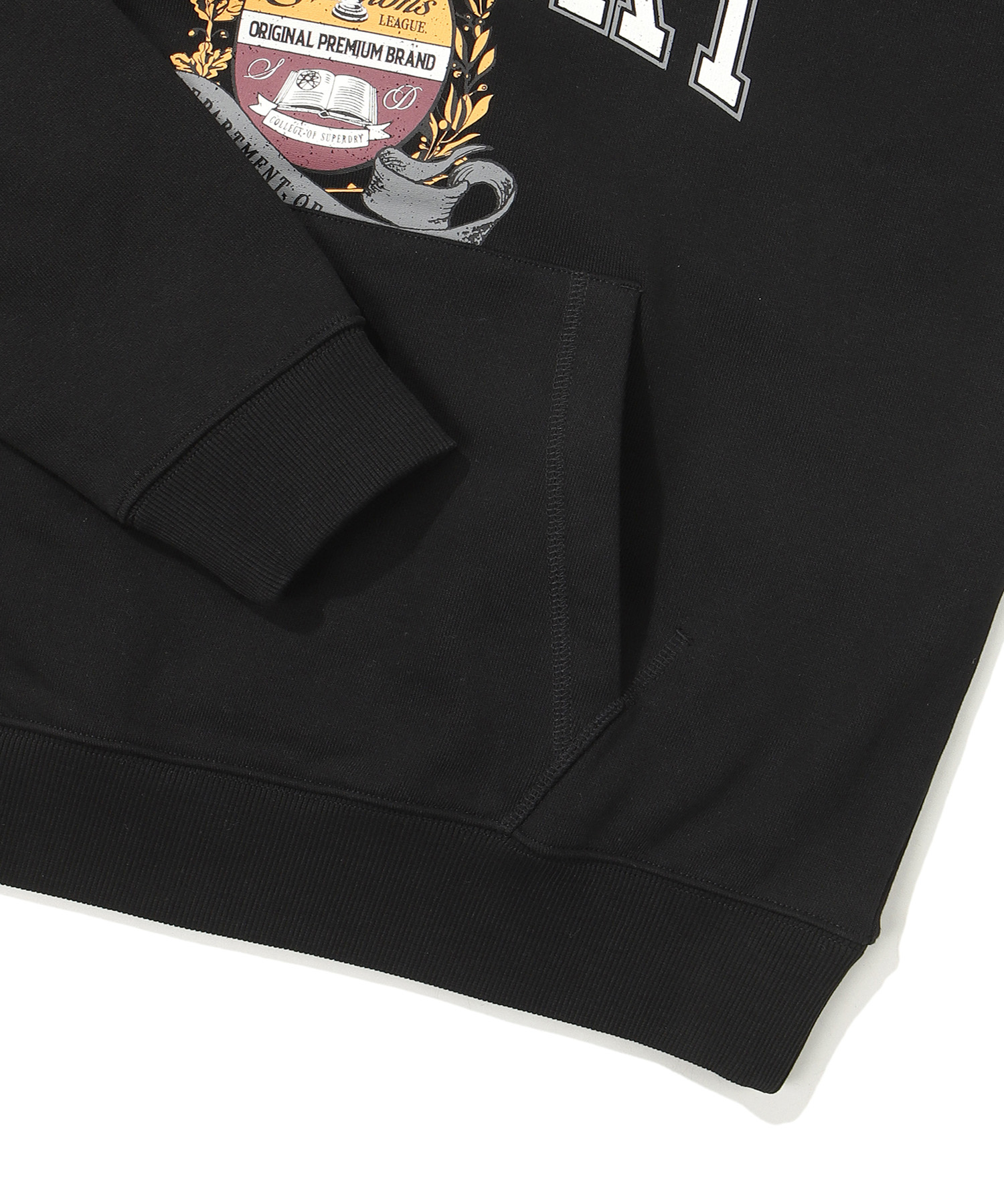 SEMI OVER FIT VARSITY EMBROIDERED HOODIE BLACK SDUHOFO09 KBLK 5