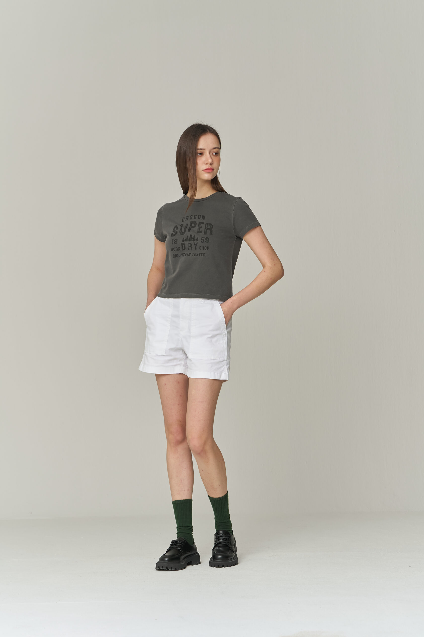 W COTTON FATIGUE SHORTS WHITE SDFSODO04 KWHT 1