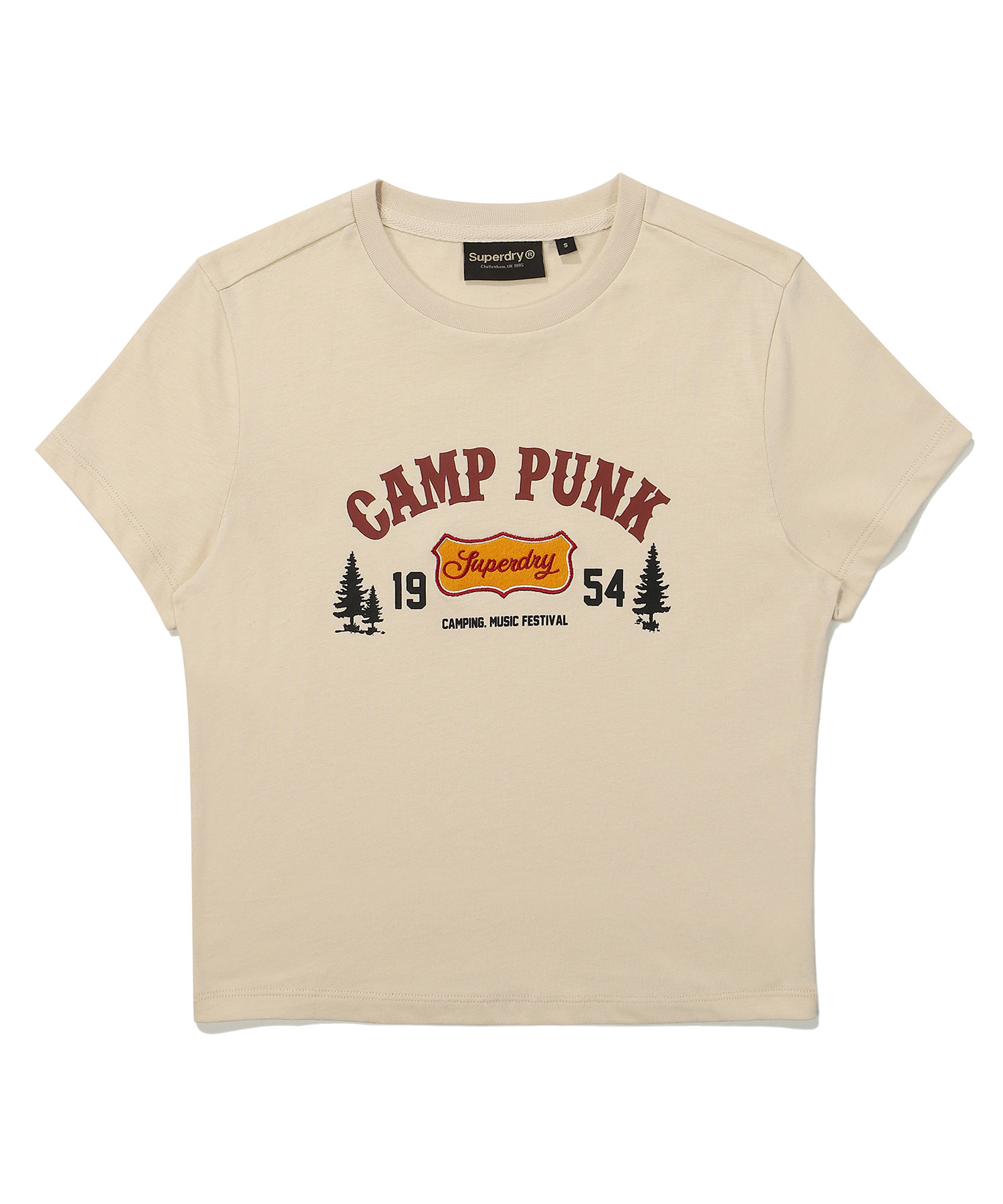 W CROP CAMP HALF T SHIRT BEIGE SDFSHDO24 KBEG 1