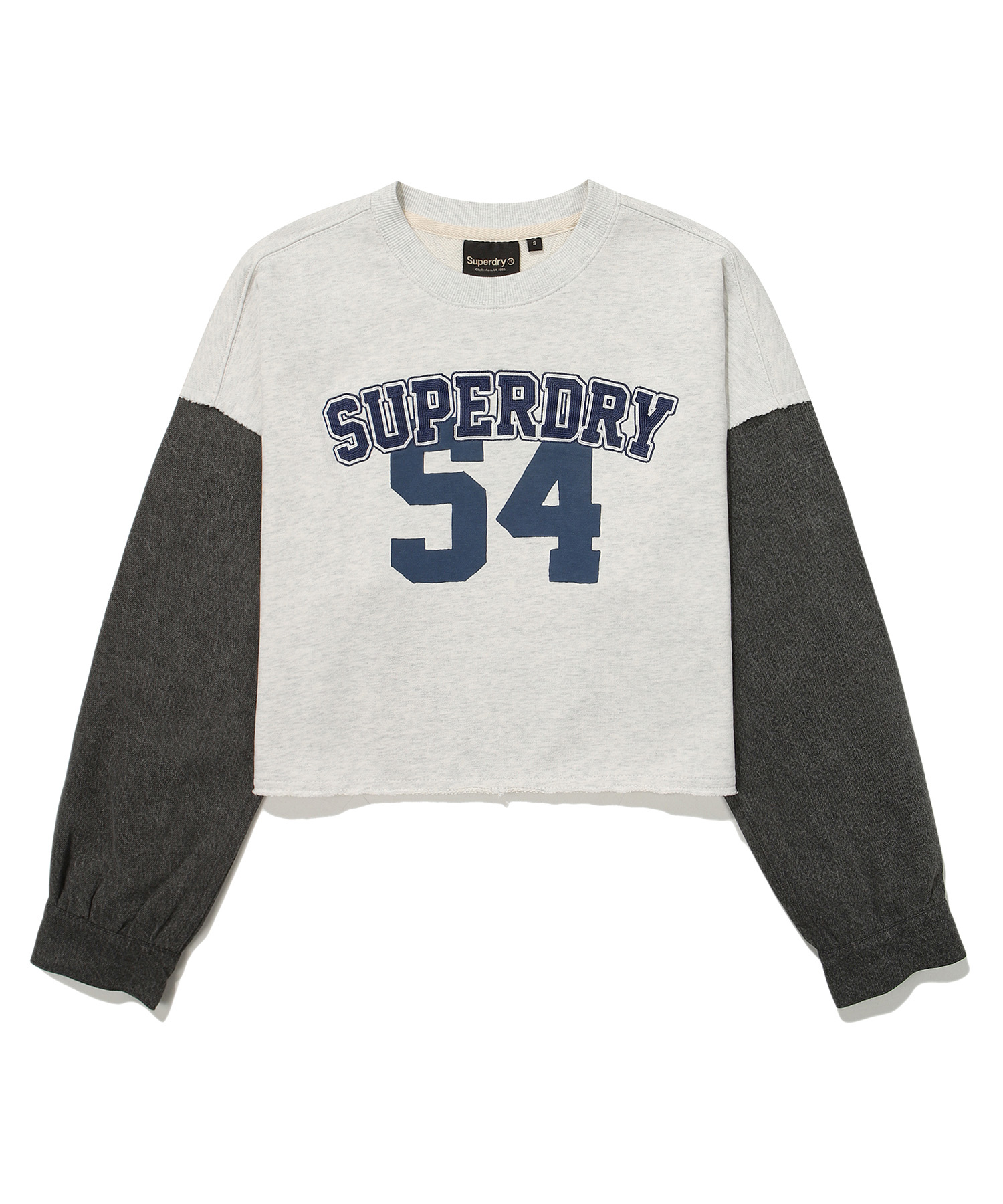 W CROP DENIM MIX SWEATSHIRT L GREY SDFMRDO08 KLGR 1