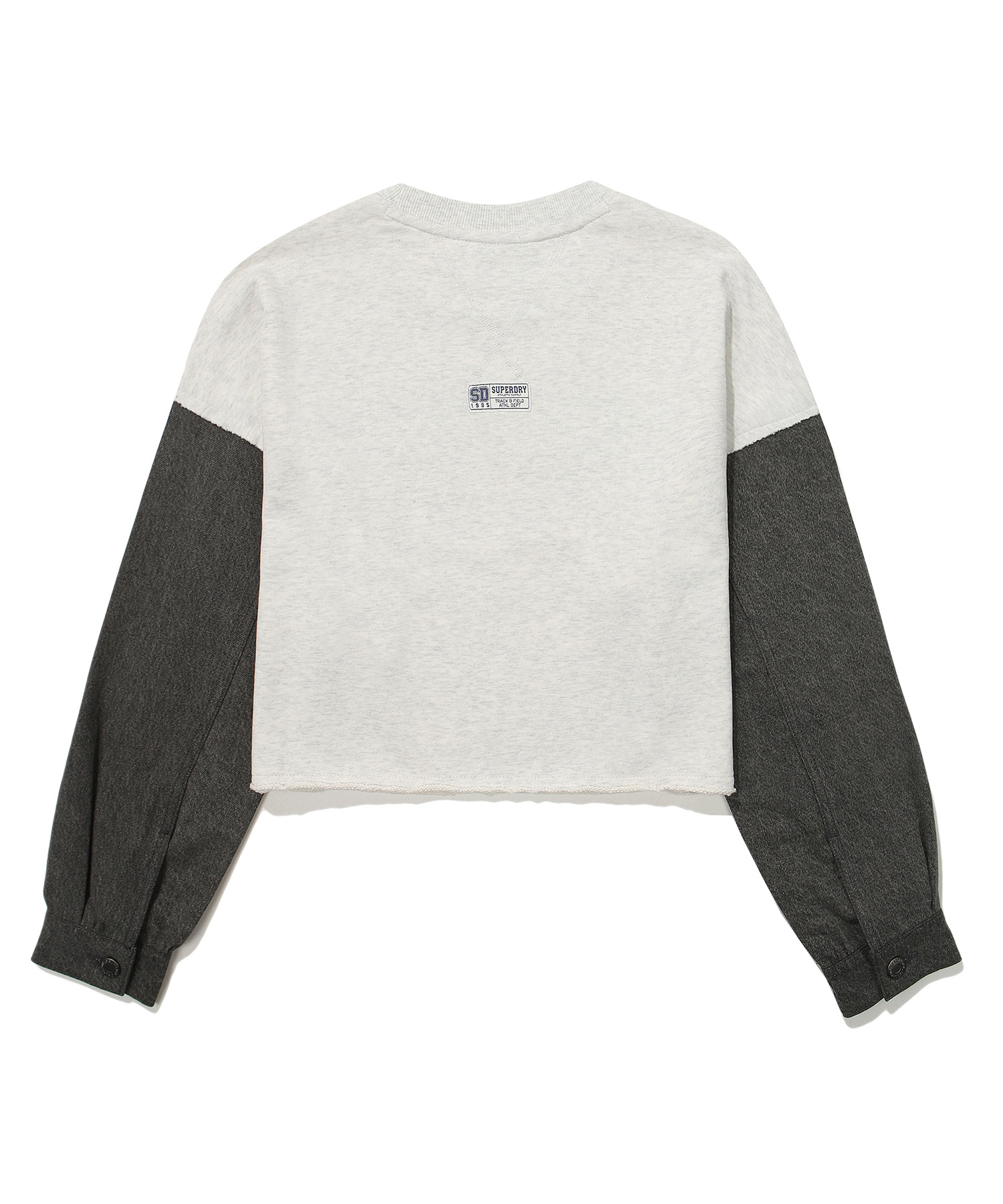 W CROP DENIM MIX SWEATSHIRT L GREY SDFMRDO08 KLGR 2