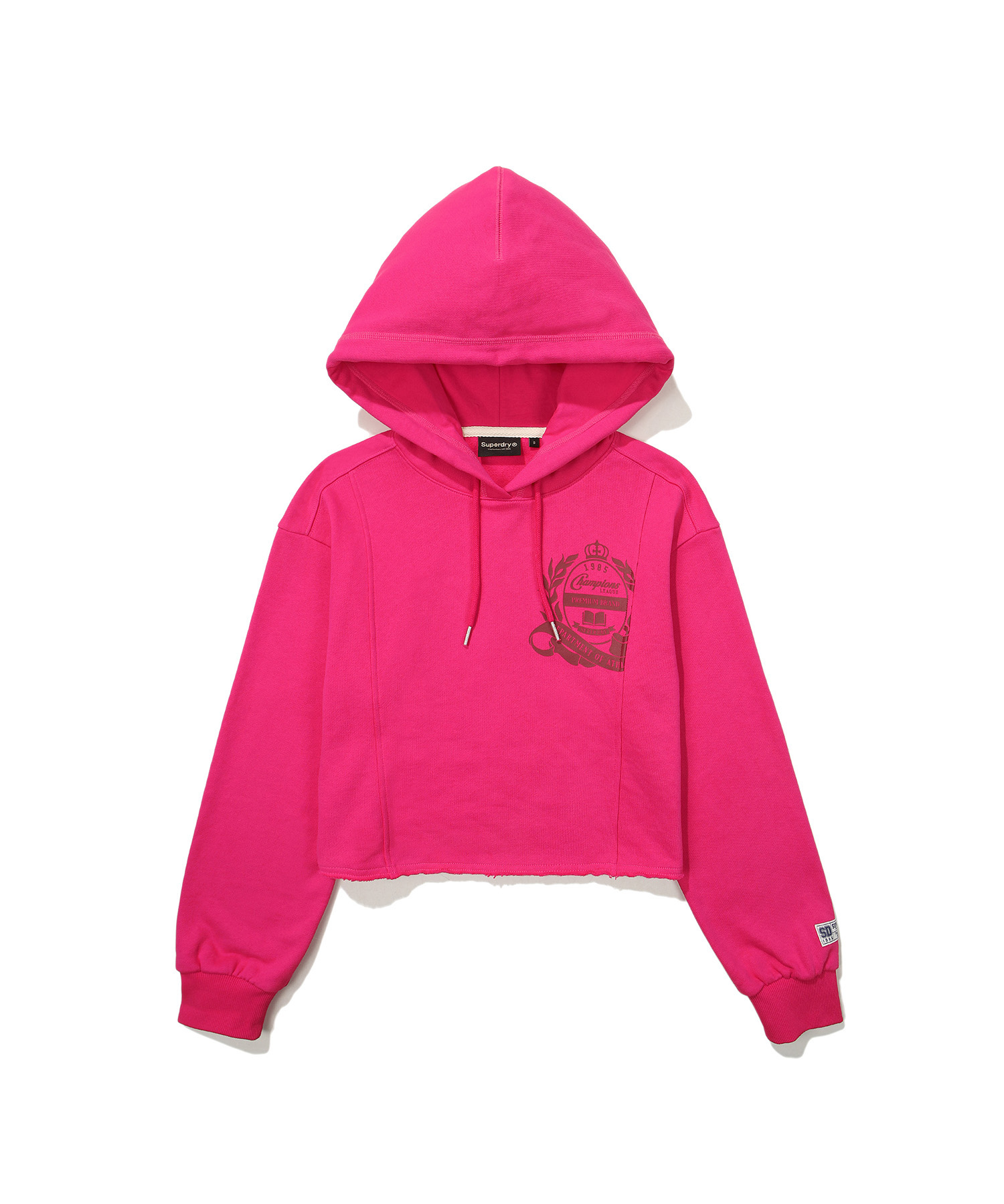 W CROP EMBROIDERED HOODIE PINK SDFHOFO10 KPNK 1