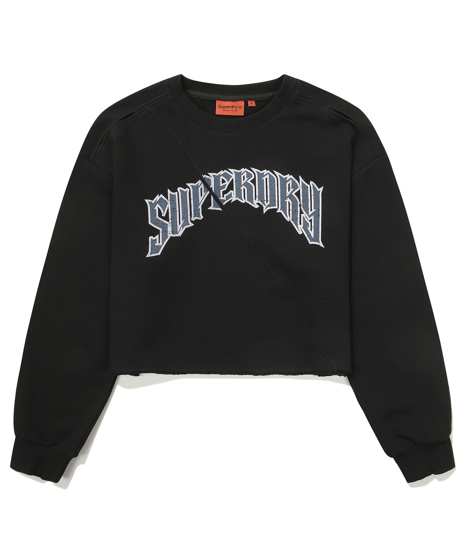 W CROP RAW EDGE SWEATSHIRT BLACK SDFMRDO07 KBLK 1