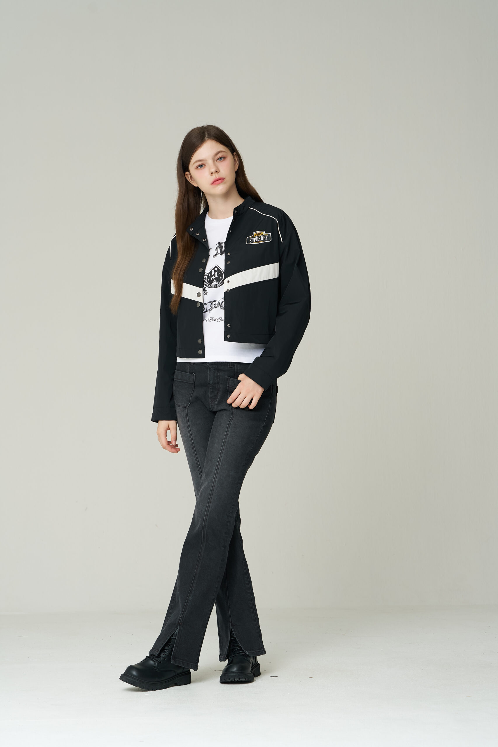 W NYLON RACING JACKET BLACK SDFJWDO09 KBLK 1