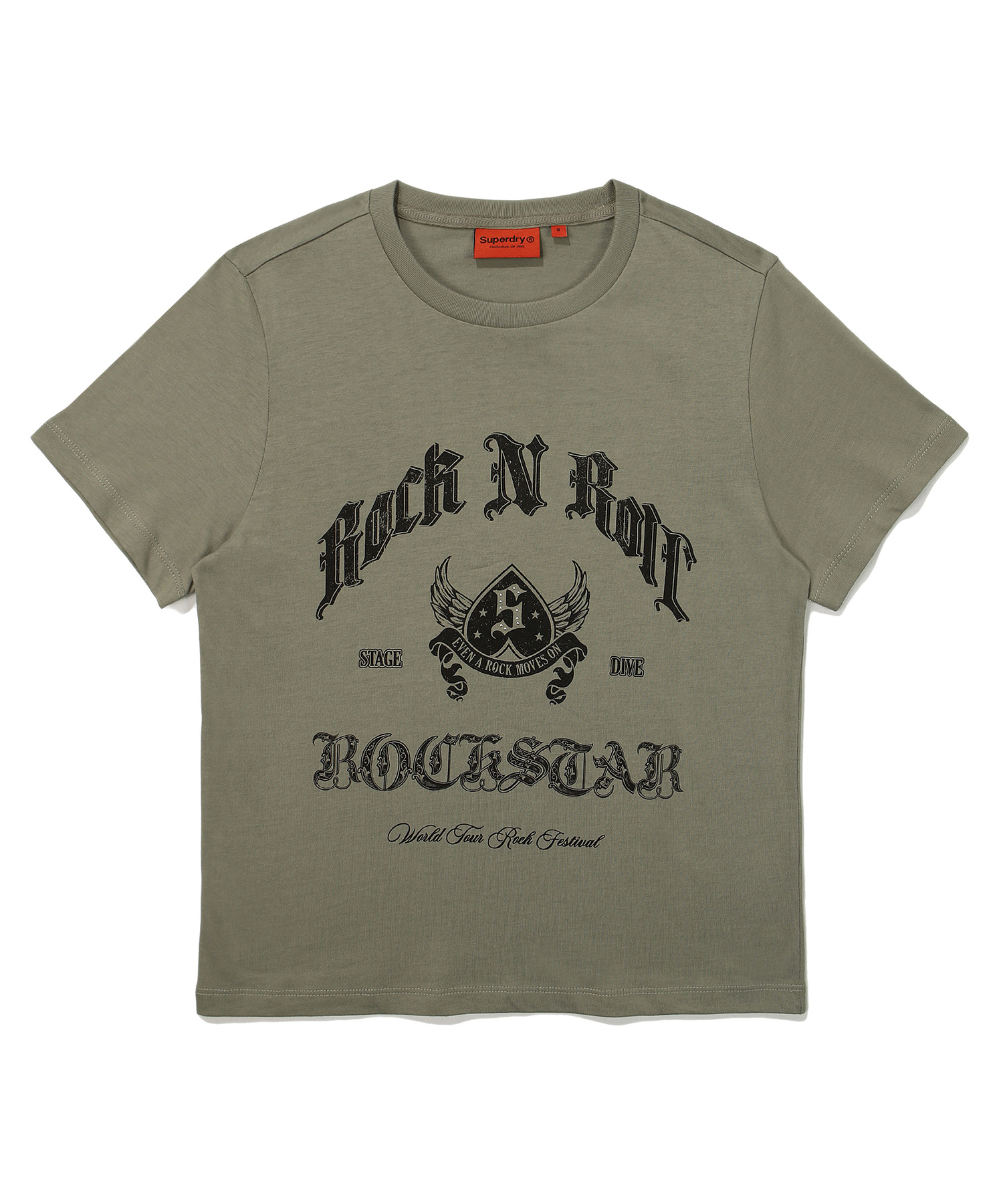 W REGULAR FIT ROCK N ROLL HALF T SHIRTS KHAKI SDFSHDO43 KKHK 1