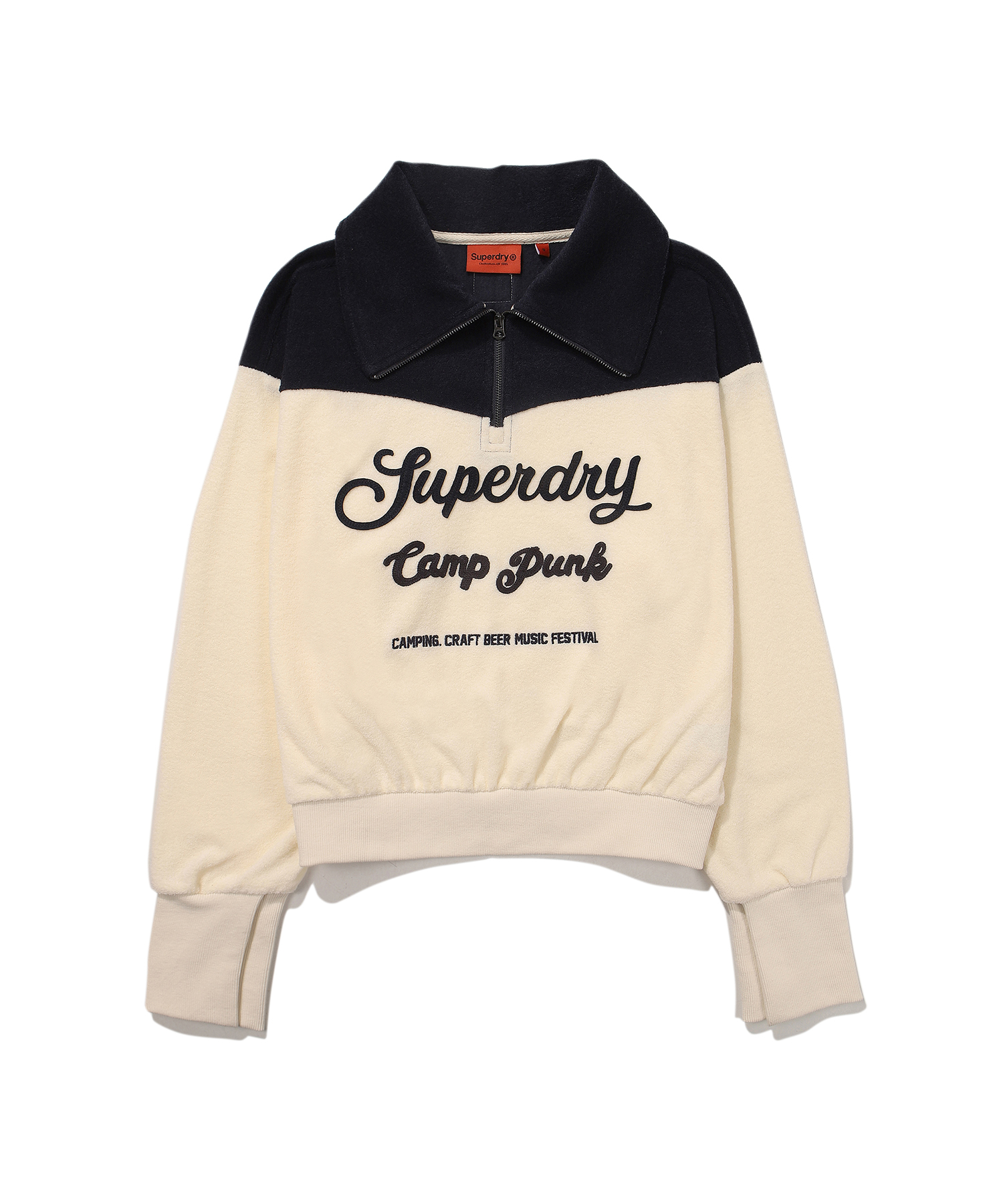W SEMI CROP OVER FIT HALF ZIP SWEATSHIRT IVORY SDFMZFO01IVR 1