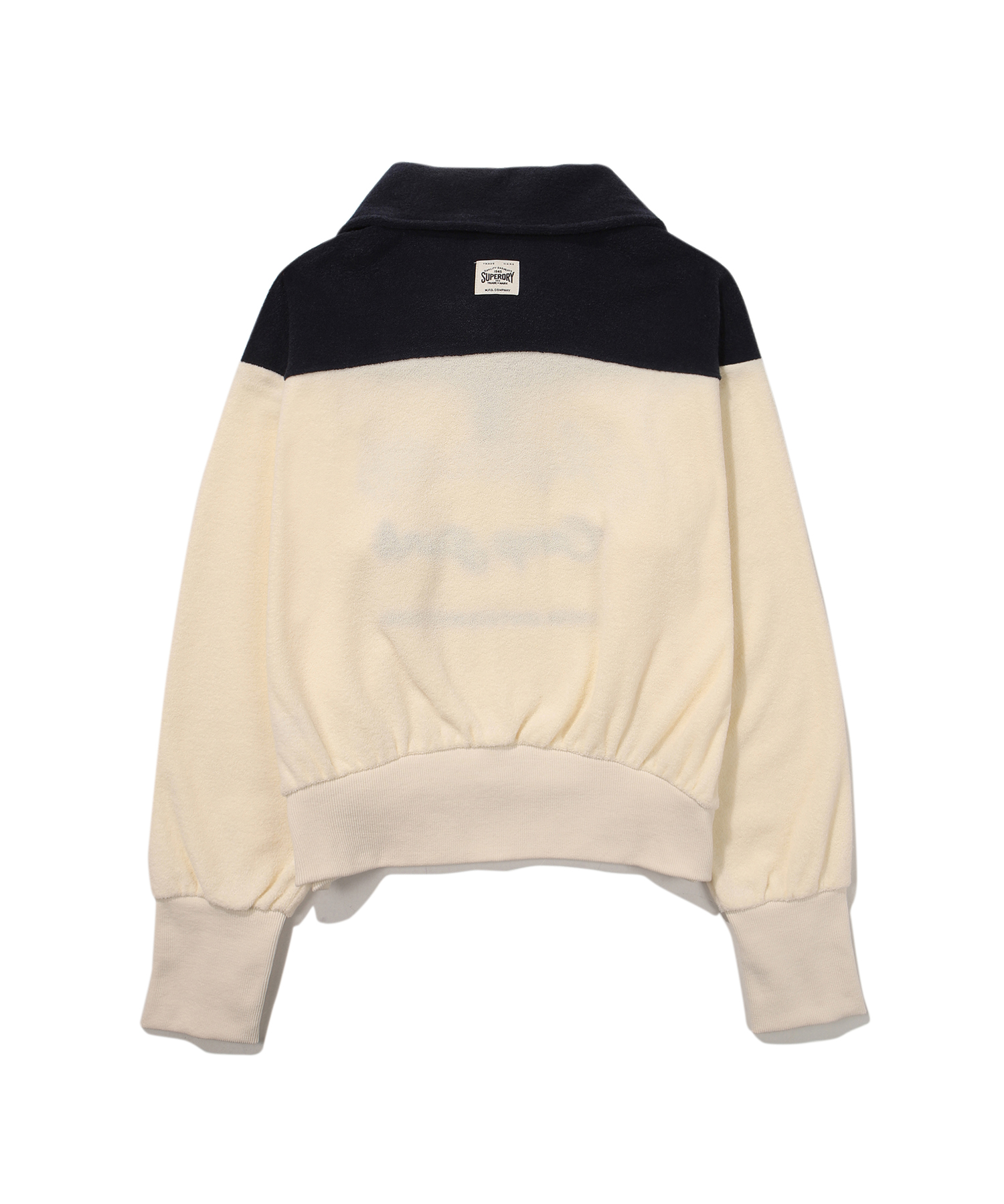 W SEMI CROP OVER FIT HALF ZIP SWEATSHIRT IVORY SDFMZFO01IVR 2