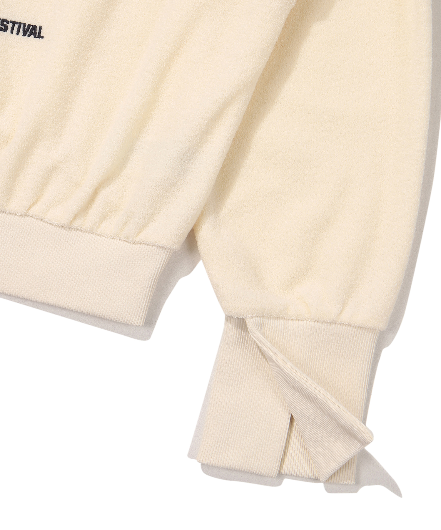 W SEMI CROP OVER FIT HALF ZIP SWEATSHIRT IVORY SDFMZFO01IVR 4