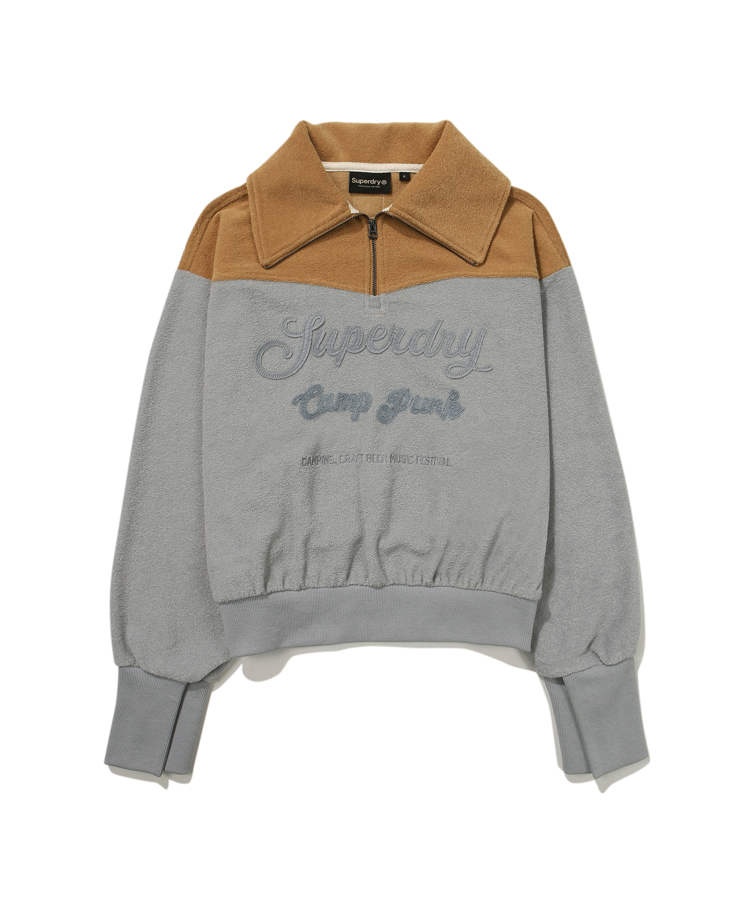 W SEMI CROP OVER FIT HALF ZIP SWEATSHIRT L BLUE SDFMZFO01 KLBL 1