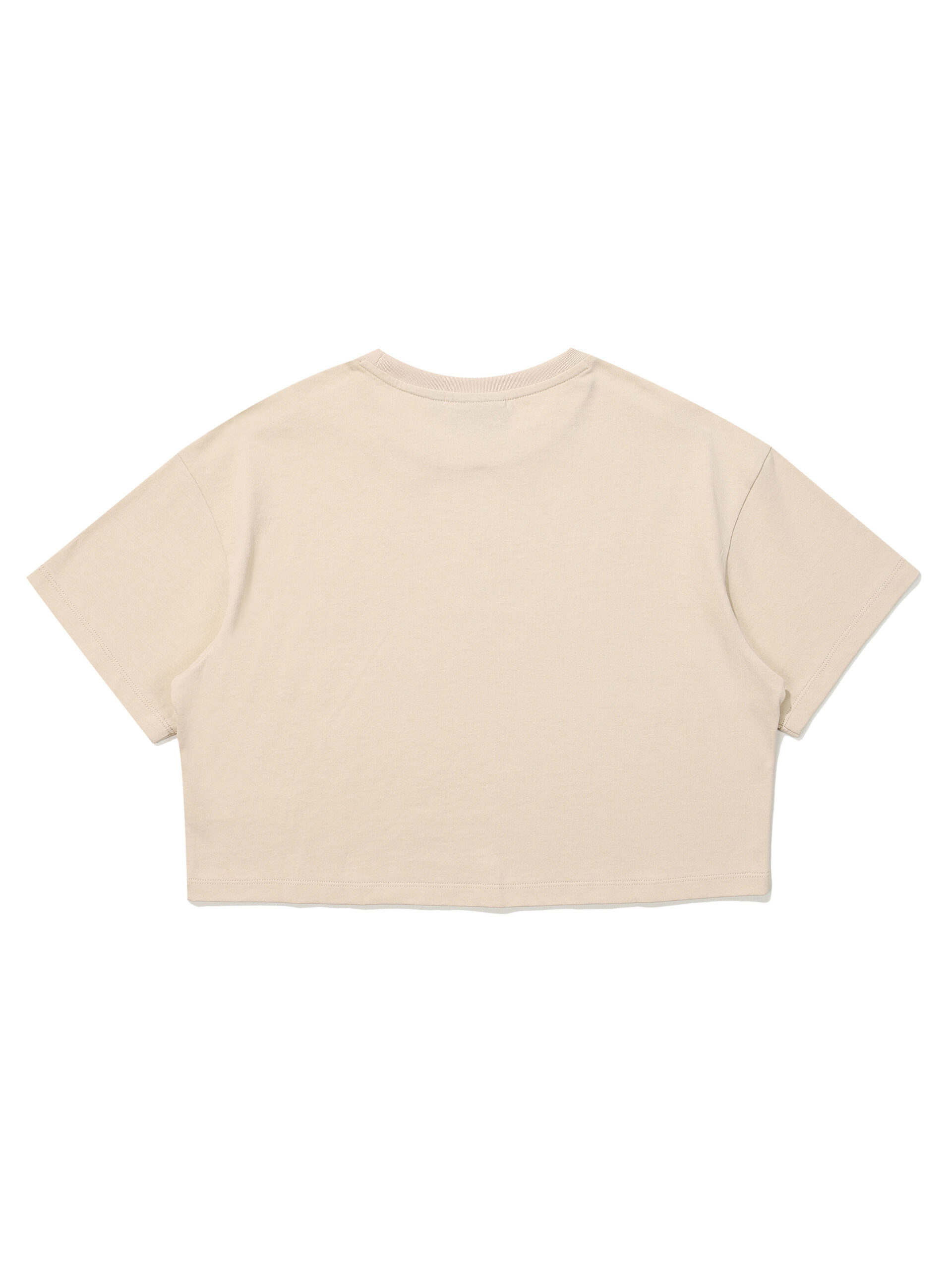 W SEMI OVER CROP CHAMPIONS SIMBOL HALF T SHIRT BEIGE SDFSHDO51 KBEG 2