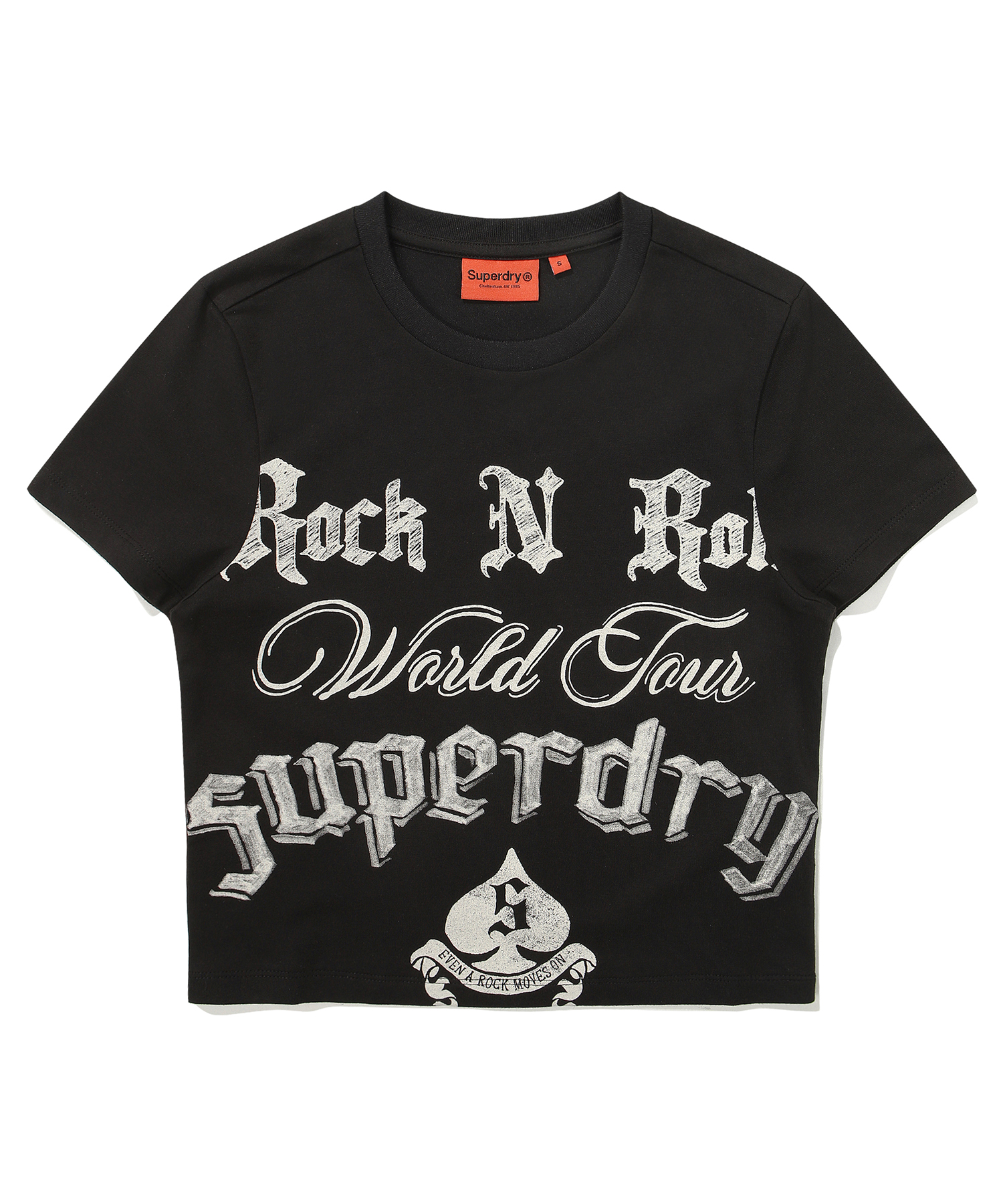 W TIGHT CROP ROCK N ROLL HALF T SHIRTS BLACK SDFSHDO42 KBLK 1