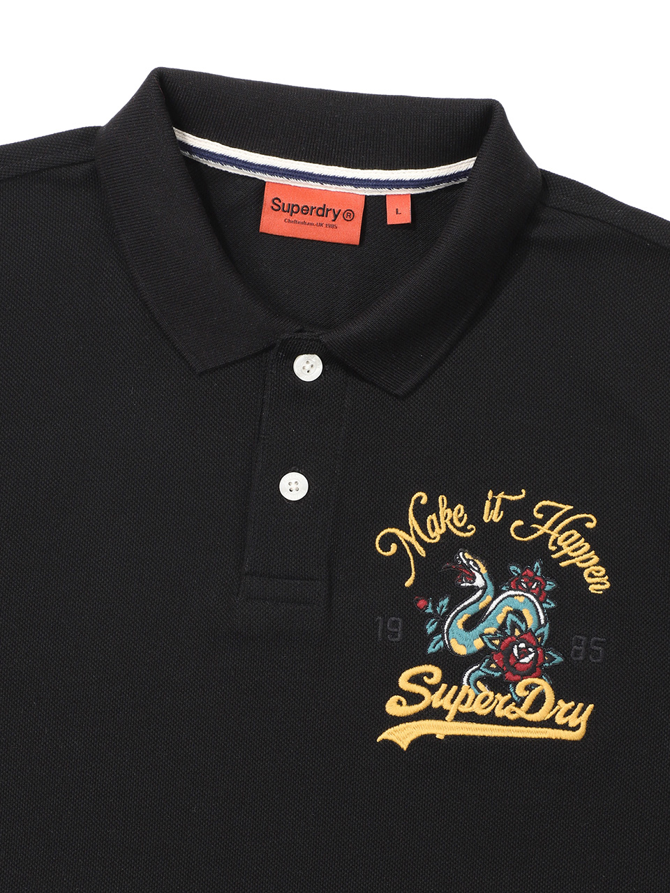 SNAKE LOGO POLO SHIRT BLACK SDMIQCP22 KBLK 3