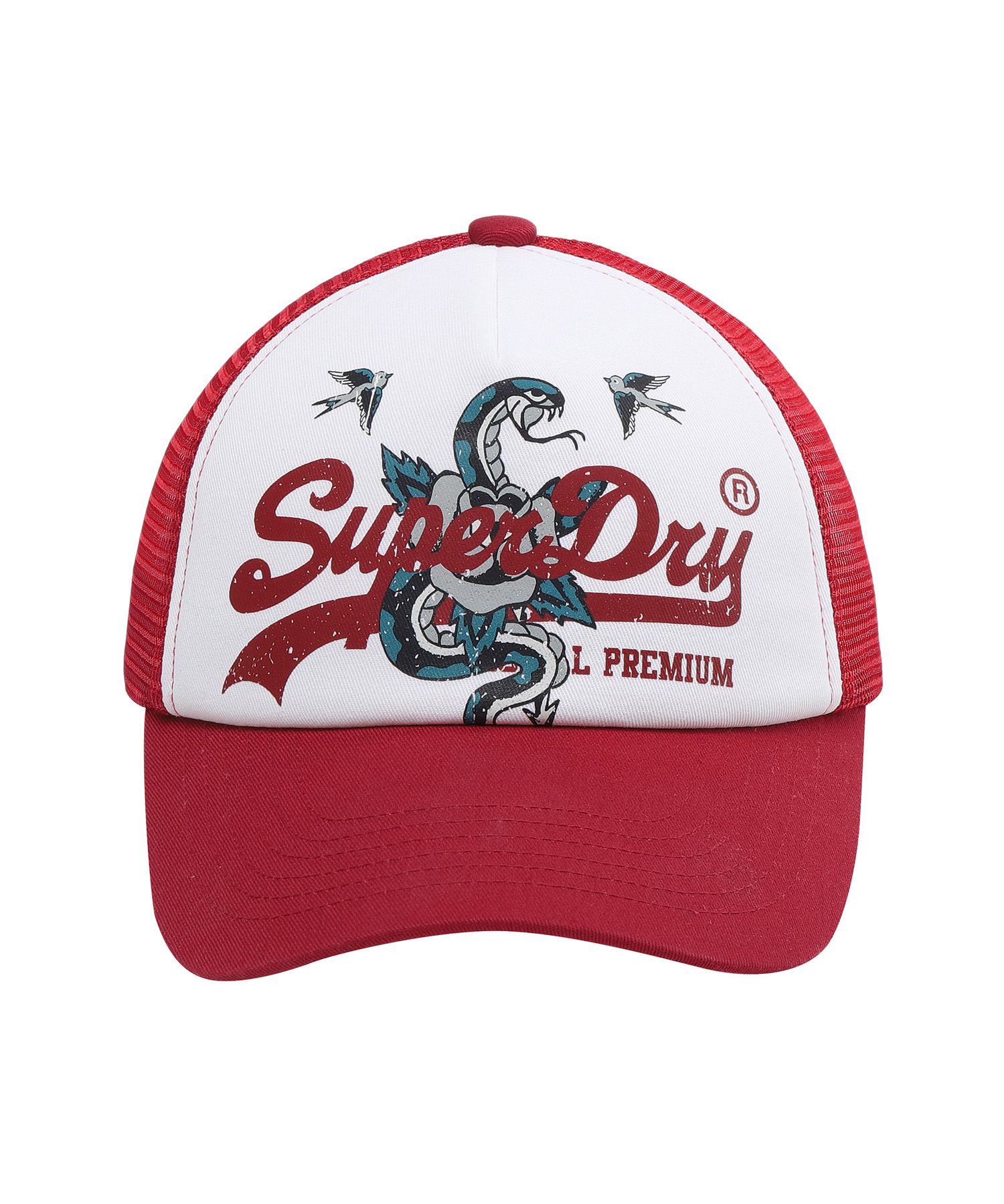 SNAKE MESH TRUCKER BALL CAP RED SDUGQCP04 KRED 1