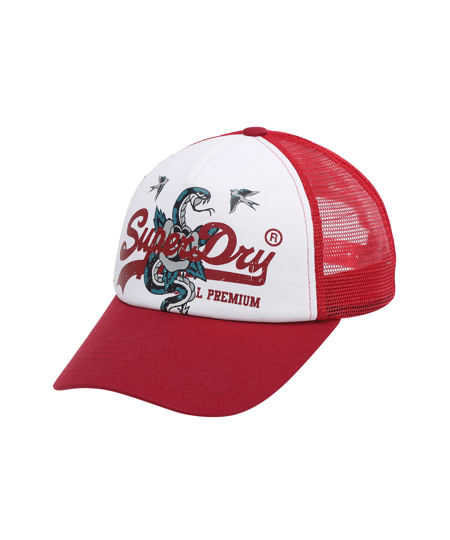 SNAKE MESH TRUCKER BALL CAP RED SDUGQCP04 KRED 2