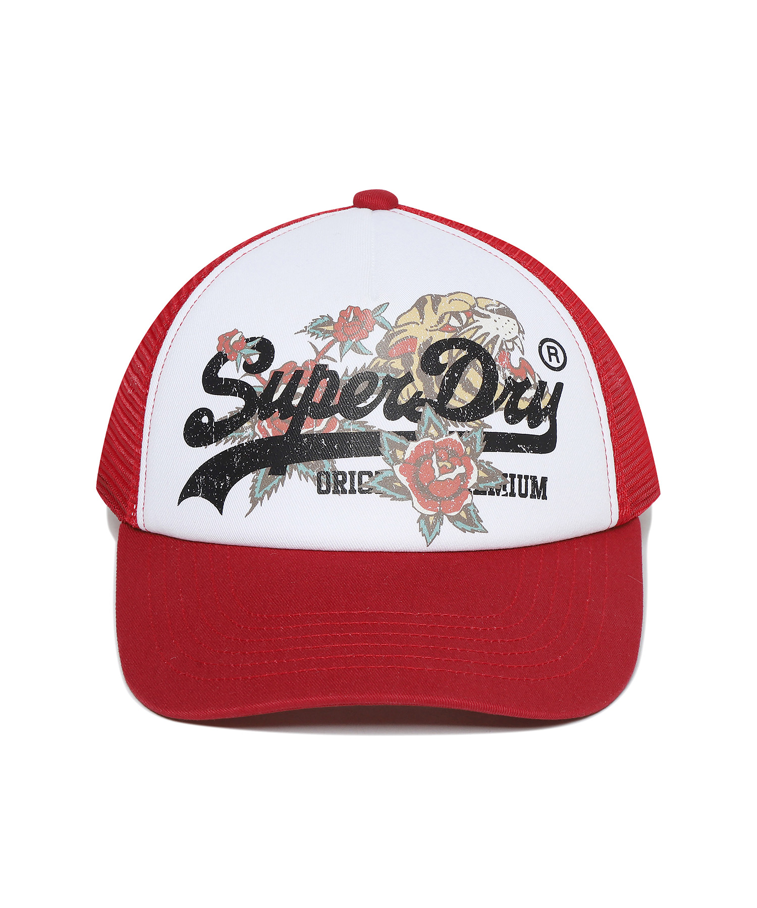 ◆Superdry◆ Tiger Mesh Print Trucker Ball Cap Red TIGER MESH TRUCKER BALL CAP - BLACK - Superdry