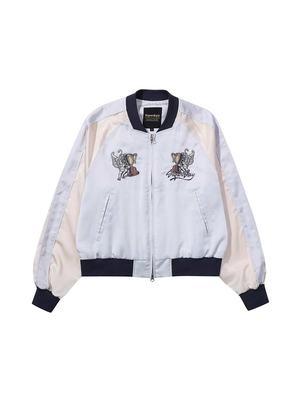 W SKATING CLUB CROP SUKAJAN JACKET L BLUE SDFJWAP42 KLBL 1