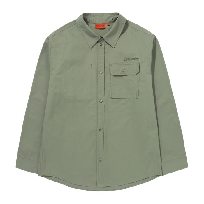 CONTRAST STITCH WORK POCKET SHIRT KHAKI GREEN SDMIRAP60 KKHG 1