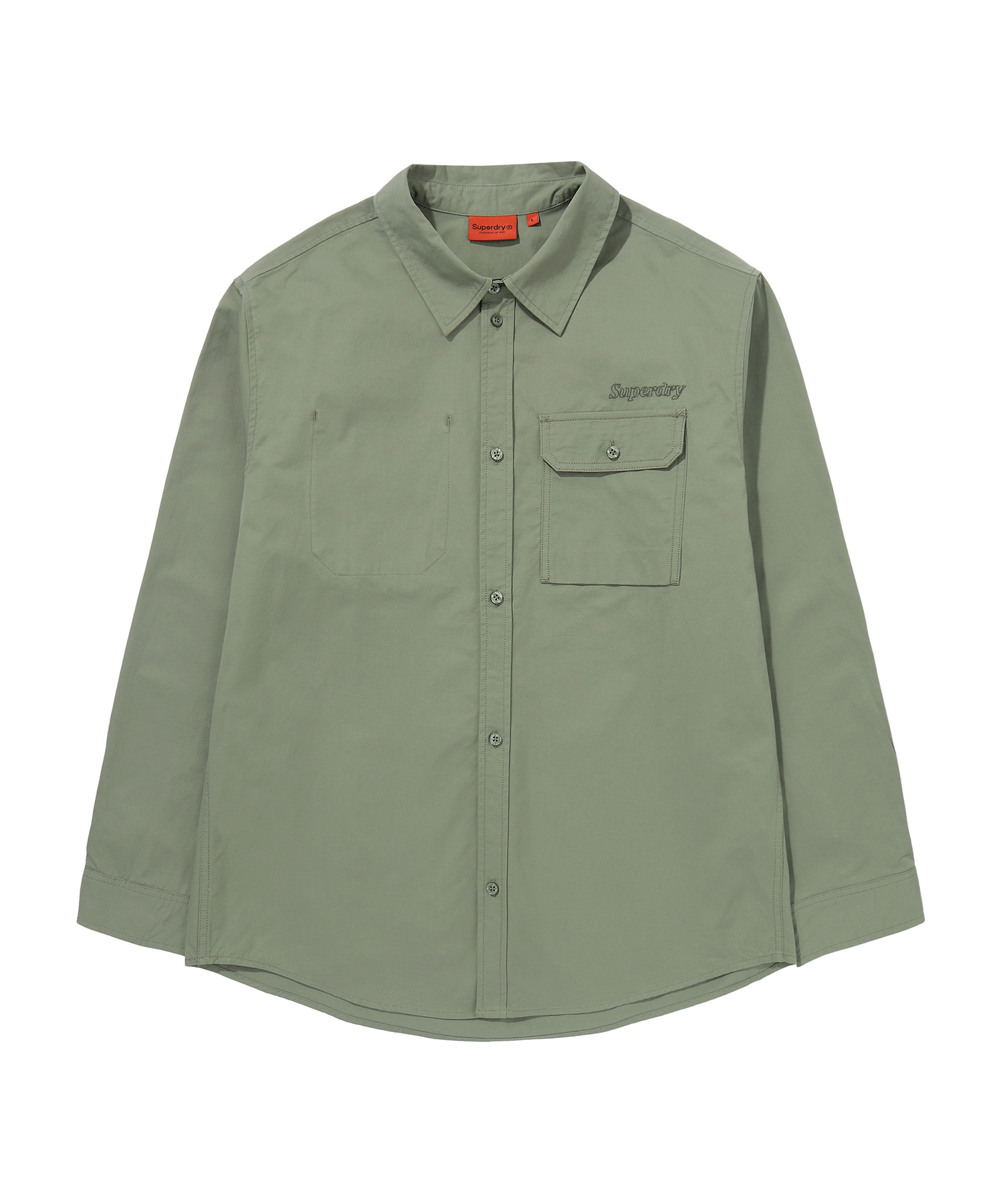 CONTRAST STITCH WORK POCKET SHIRT KHAKI GREEN SDMIRAP60 KKHG 1