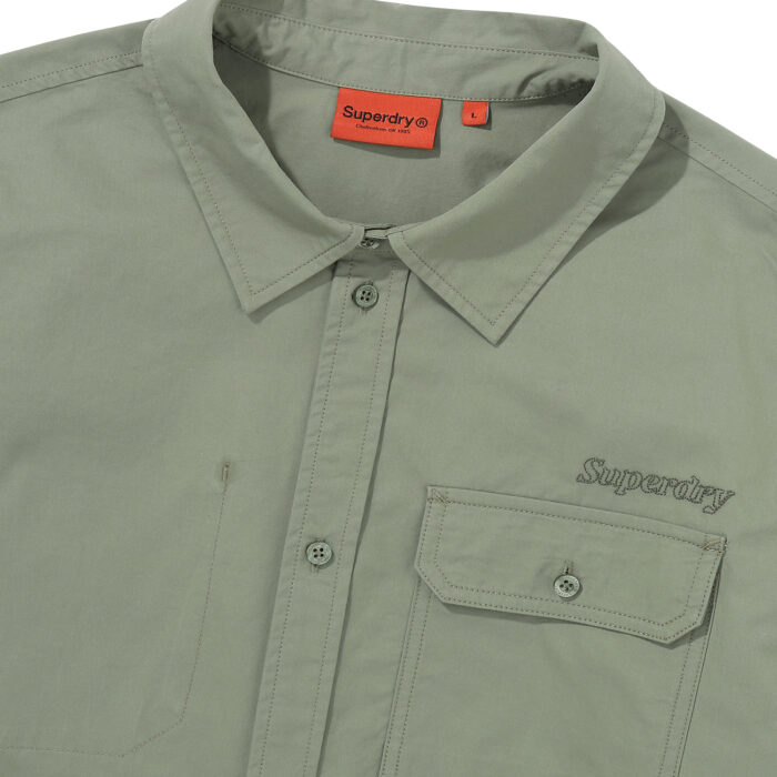 CONTRAST STITCH WORK POCKET SHIRT KHAKI GREEN SDMIRAP60 KKHG 3