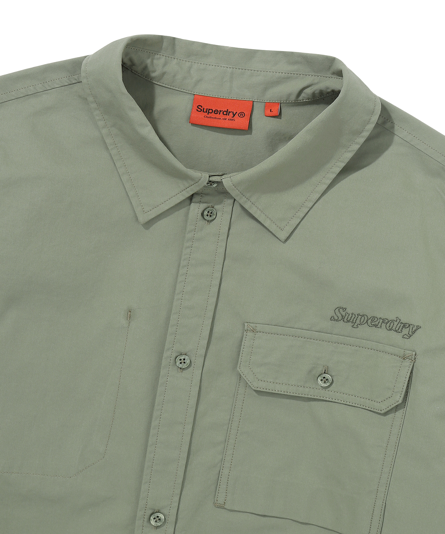 CONTRAST STITCH WORK POCKET SHIRT KHAKI GREEN SDMIRAP60 KKHG 3