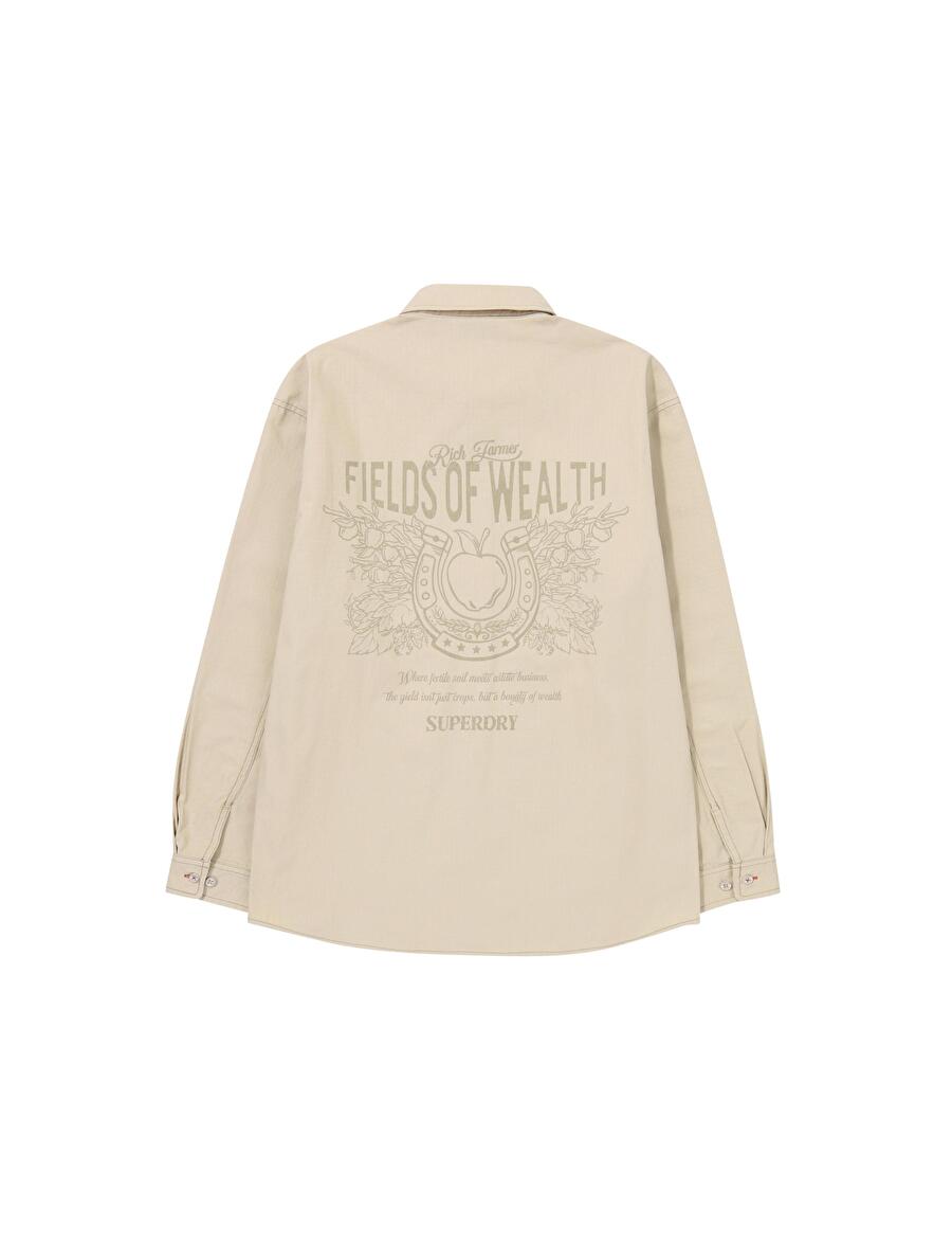 RICH FARMER GRAPHIC COTTON SHIRT BEIGE SDMIRAP40 KBEG 1