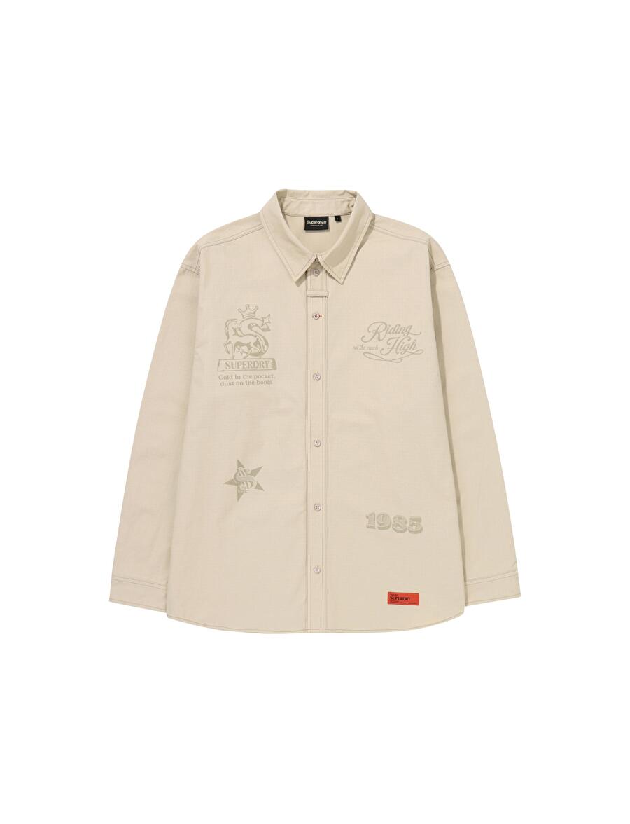 RICH FARMER GRAPHIC COTTON SHIRT BEIGE SDMIRAP40 KBEG 2