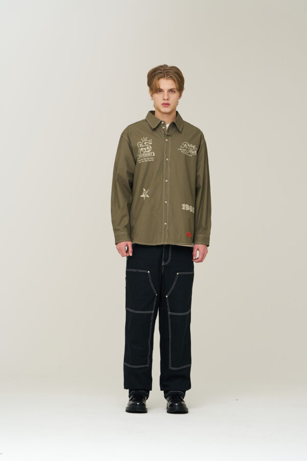 RICH FARMER GRAPHIC COTTON SHIRT OLIVE SDMIRAP40 KOLV 1