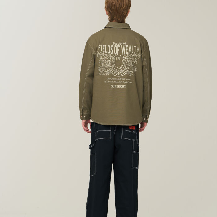 RICH FARMER GRAPHIC COTTON SHIRT OLIVE SDMIRAP40 KOLV 2