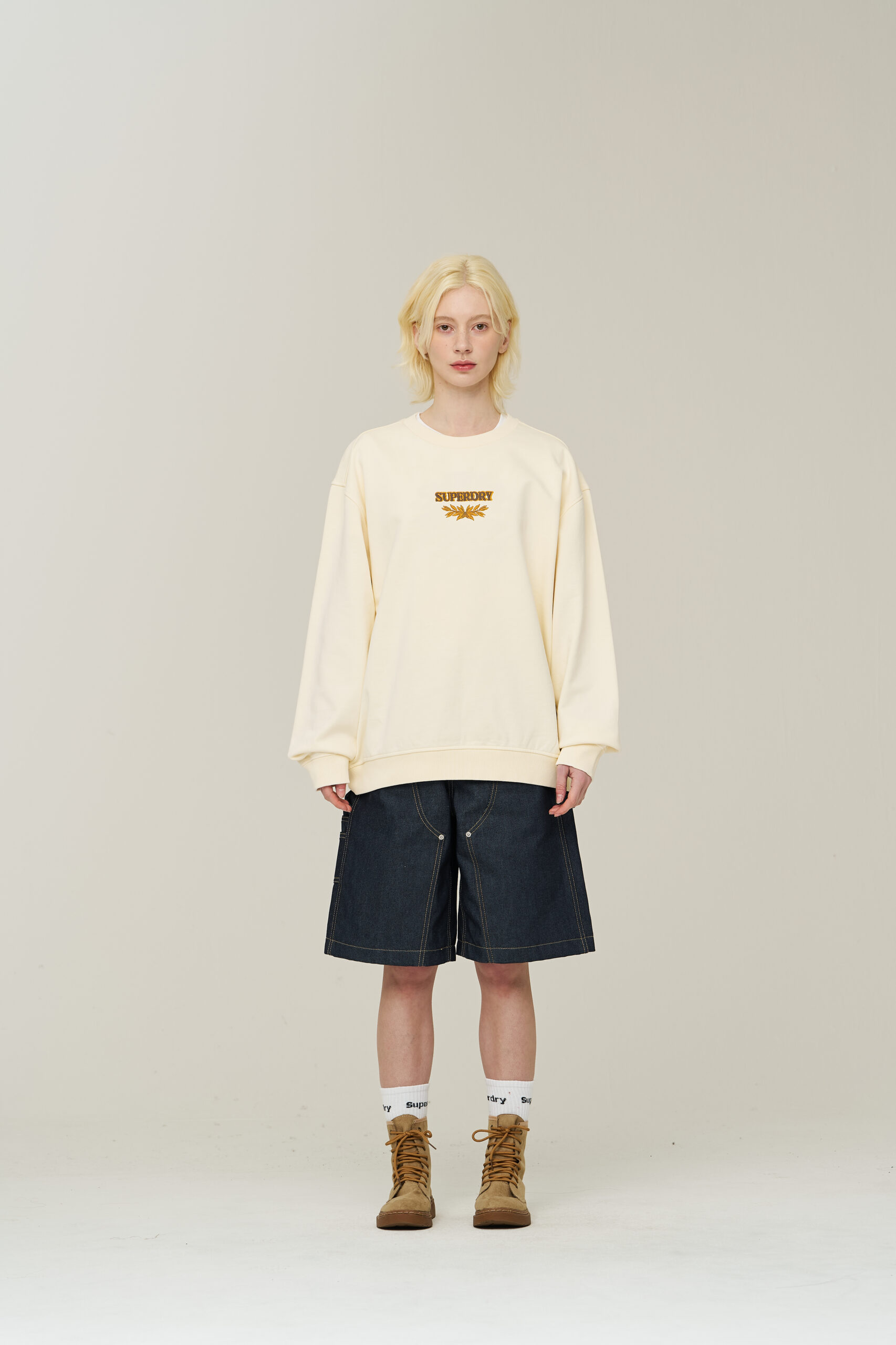 RICH FARMER WASHED SWEATSHIRT CREAM SDMMRAP40 KCRM 1