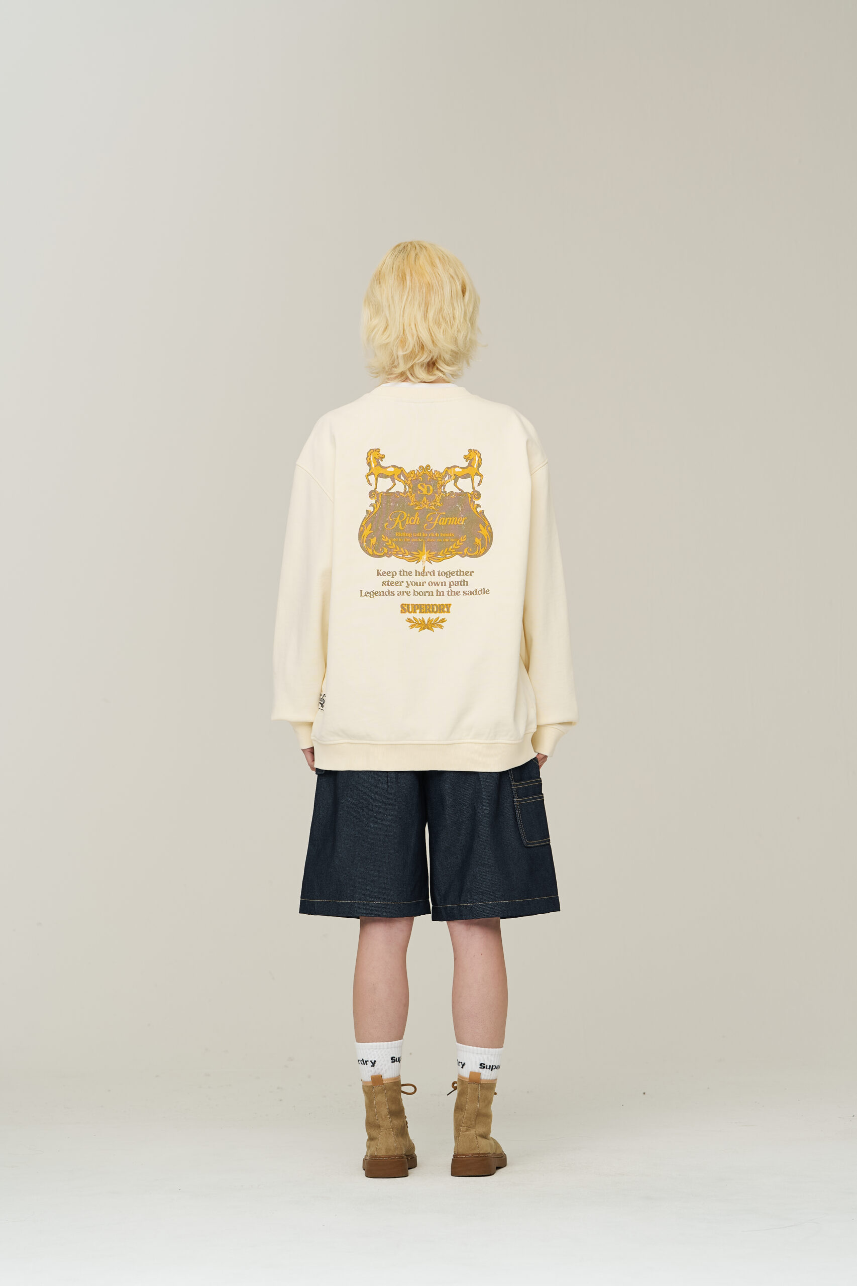 RICH FARMER WASHED SWEATSHIRT CREAM SDMMRAP40 KCRM 2