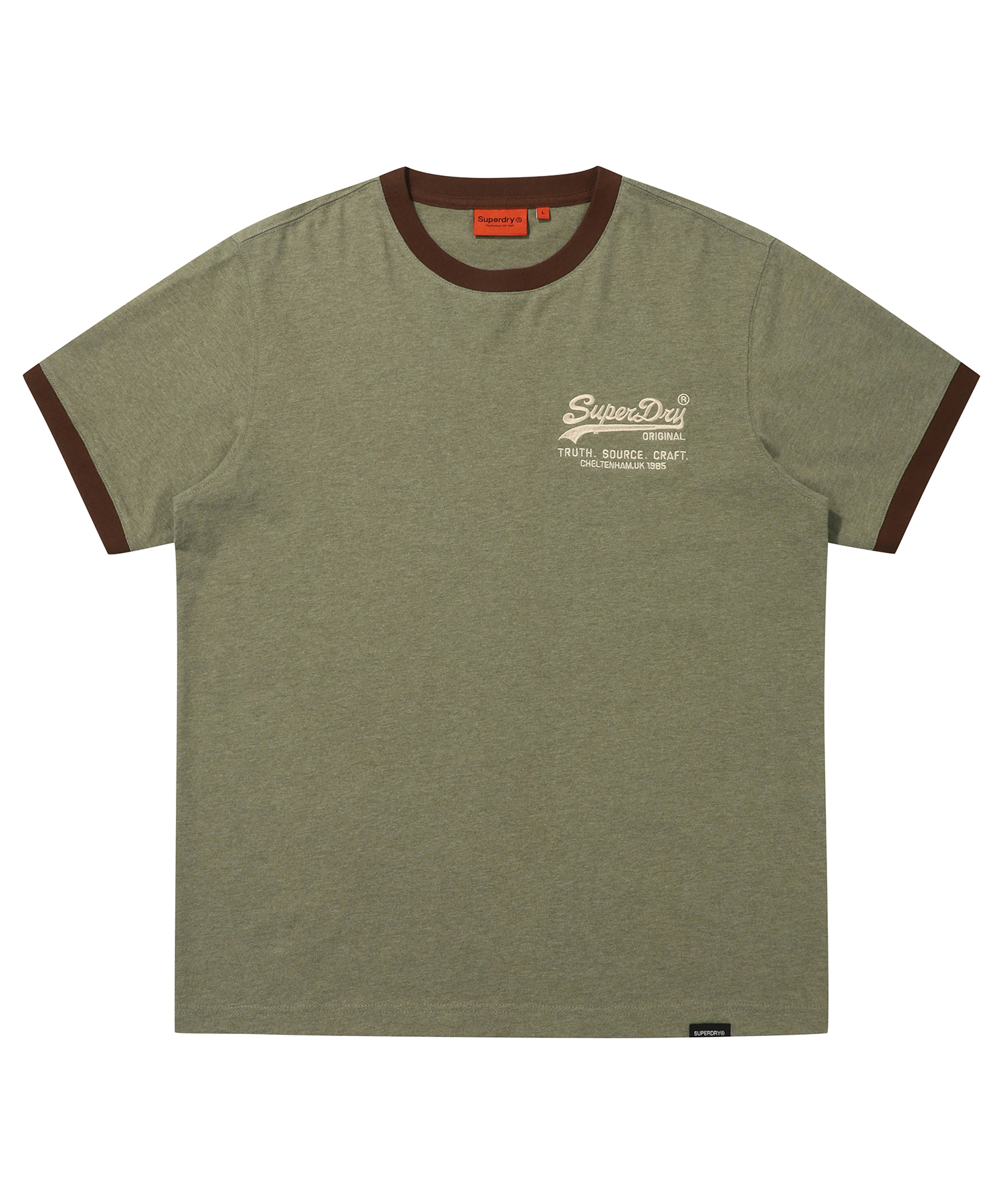 VINTAGE LOGO RINGER T SHIRT L KHAKI SDUISCP08 KLKH 1