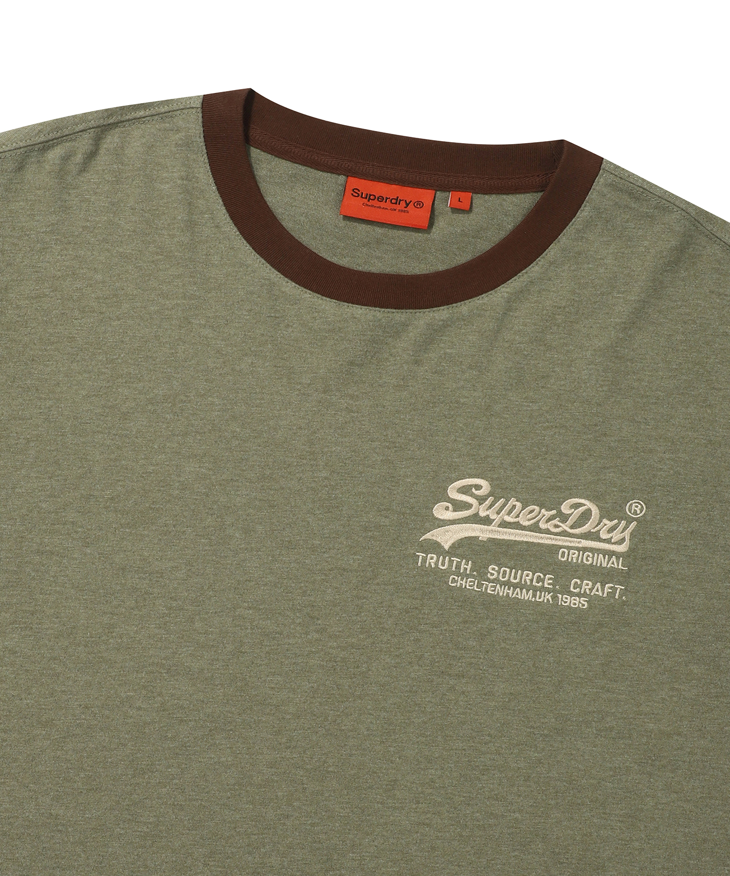 VINTAGE LOGO RINGER T SHIRT L KHAKI SDUISCP08 KLKH 3