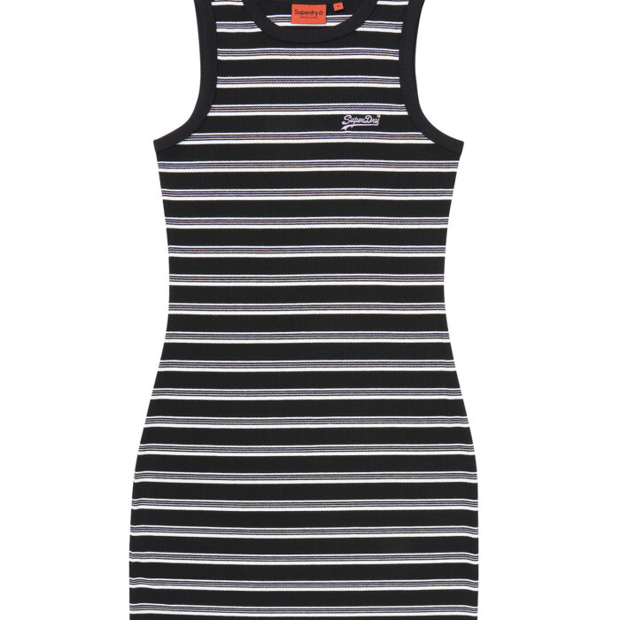 W ESSENTIAL STRIPE DRESS BLACK SDFIOCP61 KBLK 1