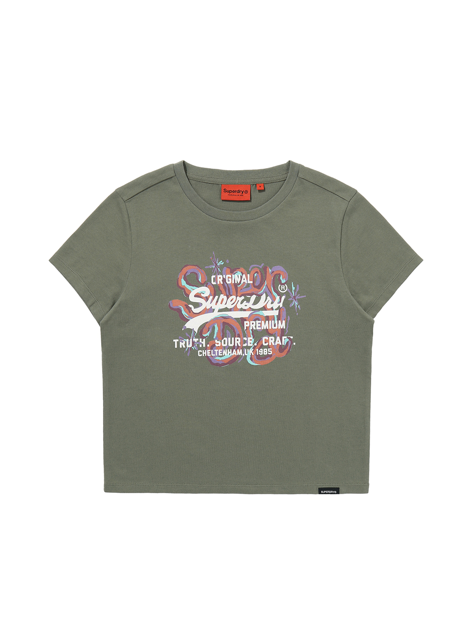 W VINTAGE ART CROP T SHIRT KHAKI SDFISCP08 KKHK 1