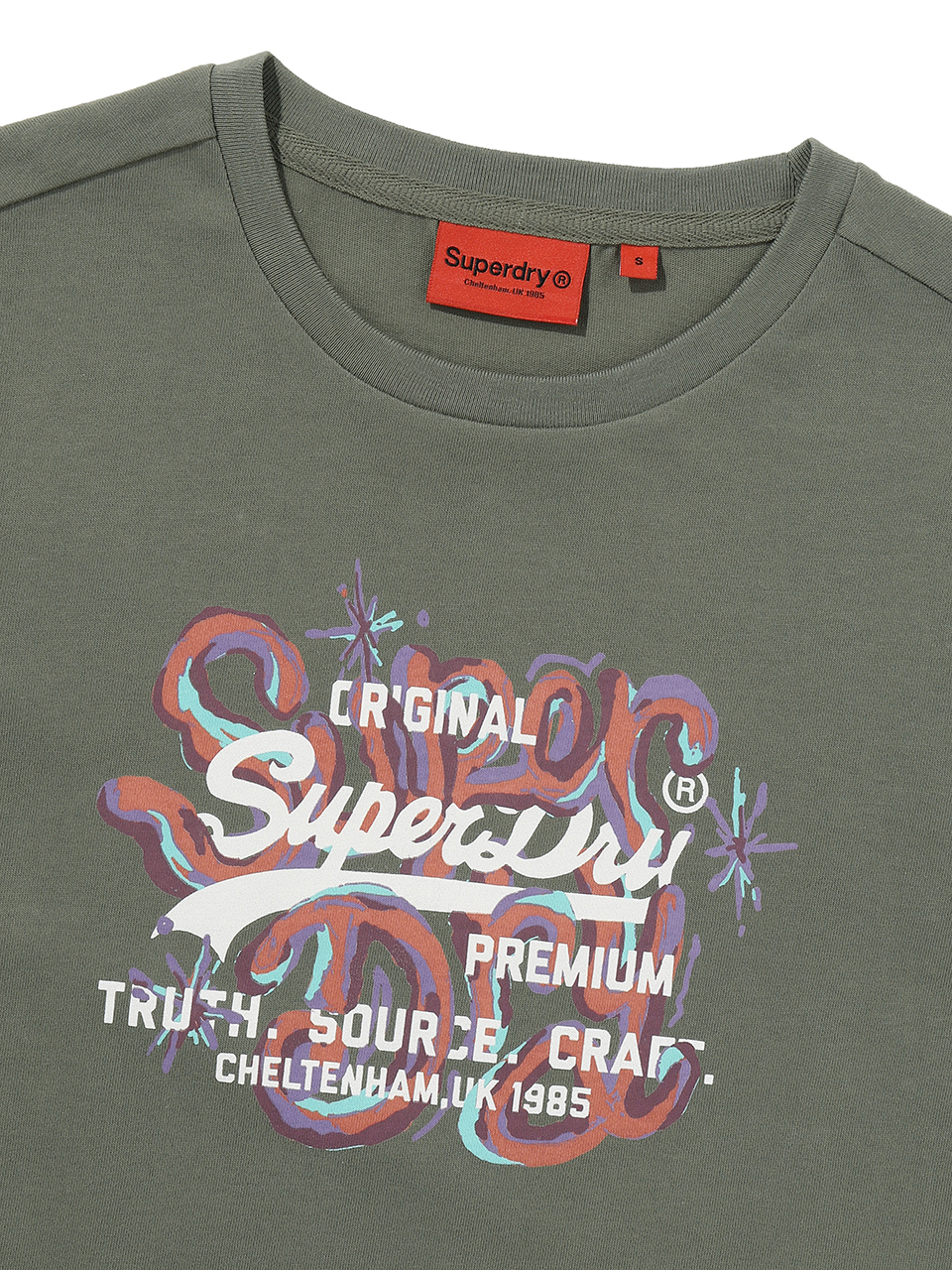 W VINTAGE ART CROP T SHIRT KHAKI SDFISCP08 KKHK 3