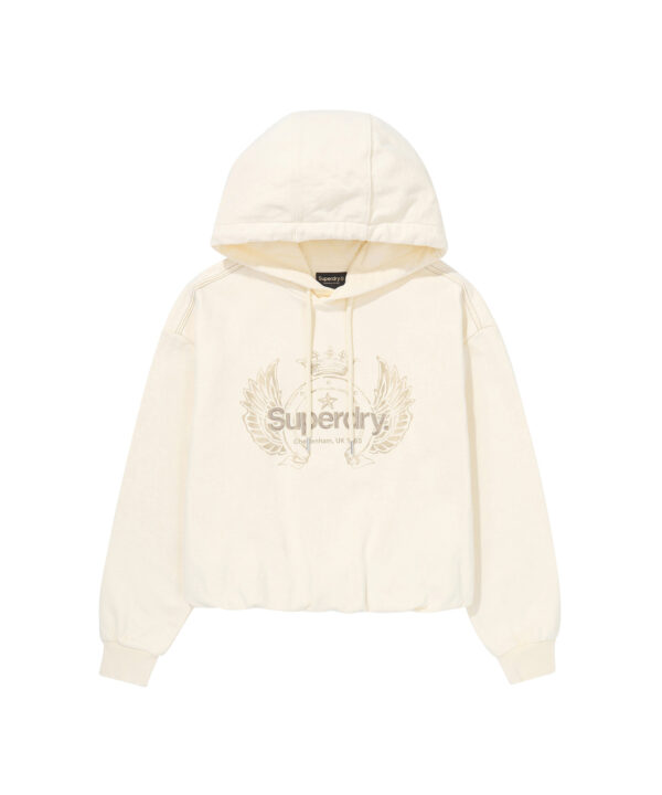 W VINTAGE WASHED CROP HOODIE CREAM SDFMHAP40 KCRM 1
