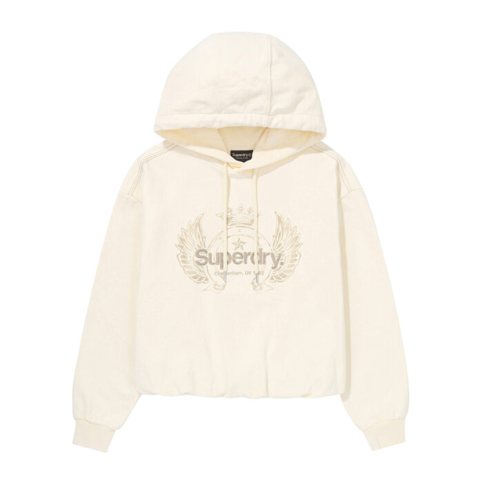 W VINTAGE WASHED CROP HOODIE CREAM SDFMHAP40 KCRM 1