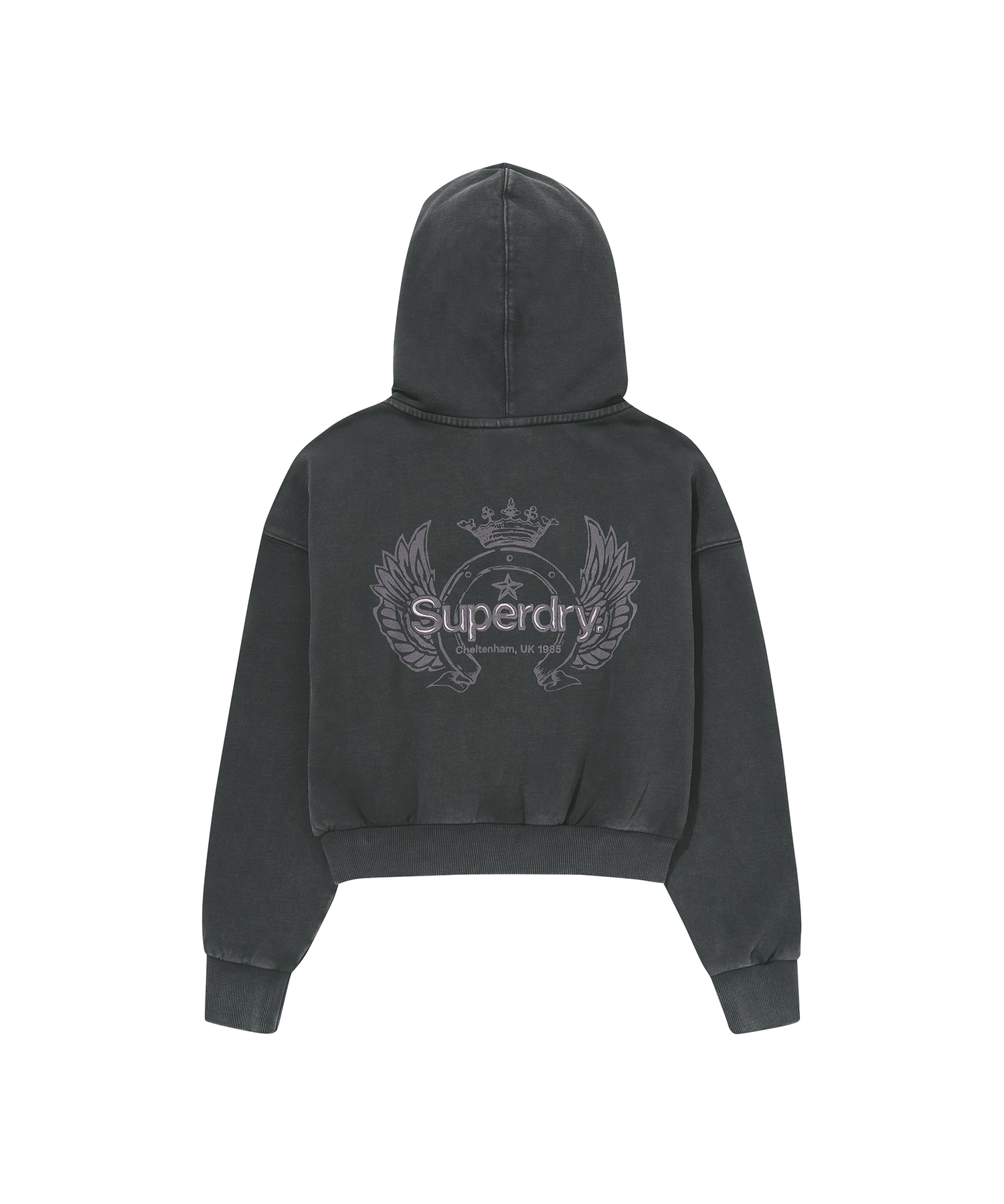 W VINTAGE WASHED CROP HOODIE D GREY SDFMZAP40 KDGR 2