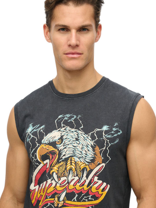 BIKER ROCK RELAXED TANK Mid Back In Black M6010876A 8IW 1
