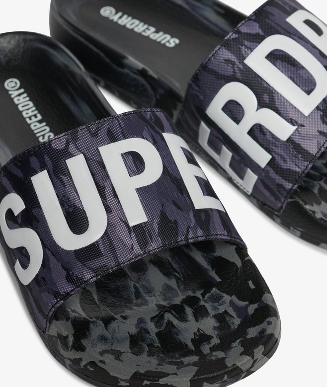 CORE CAMO POOL SLIDE Dark Grey Tiger Camo MF310278A 9TO 4