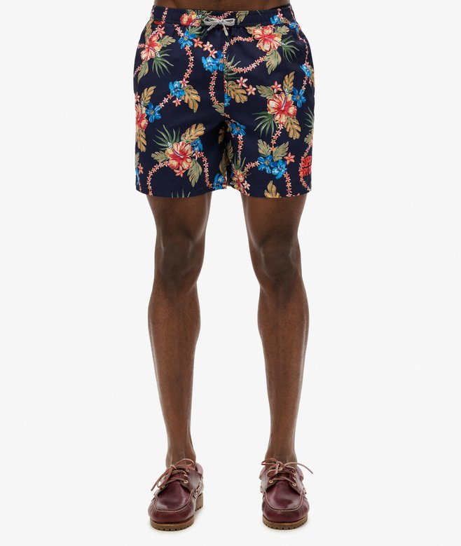HAWAIIAN PRINT 16 SWIM SHORT TROPICAL CHAIN NAVY M3010242A F7B