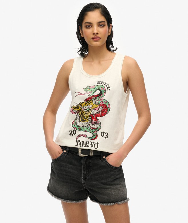 NEO TRAD TATTOO SCOOPNECK TANK Bone White Slub W6012044A E8V 4