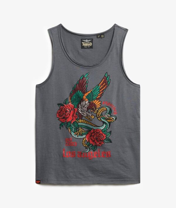 NEO TRAD TATTOO SCOOPNECK TANK Washed Black Slub W6012044A U4M 1