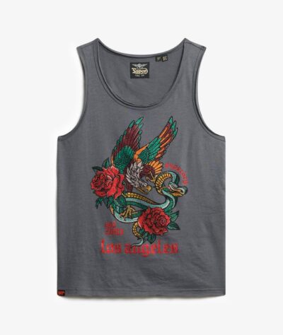 NEO TRAD TATTOO SCOOPNECK TANK Washed Black Slub W6012044A U4M 1
