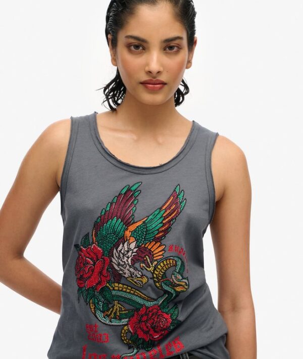 NEO TRAD TATTOO SCOOPNECK TANK Washed Black Slub W6012044A U4M
