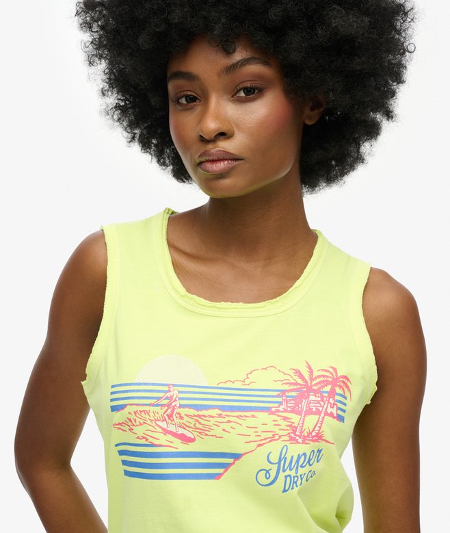 OUTDOOR STRIPE SCOOP NECK TANK Dry Fluro Yellow W6012095A C6S 1