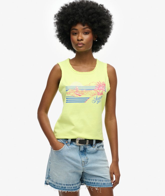 OUTDOOR STRIPE SCOOP NECK TANK Dry Fluro Yellow W6012095A C6S 3